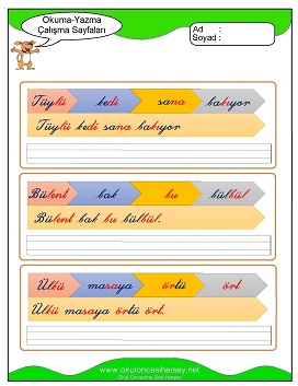 ü sesi Çalışma Sayfaları